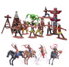 21 Pcs Plastic Indian Figures Playset Toy Native American Figures with Horse, Tent, Totem etc. Wild West Cowboy Miniature Kit Gr