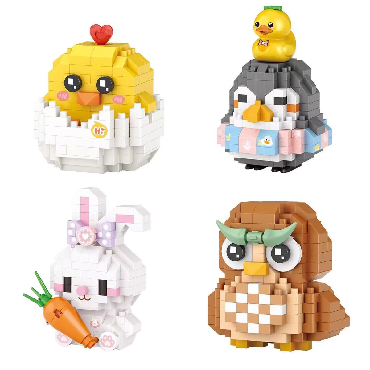 Pinkiwine 4 Pack Easter Building Block Toys For Kids Boys Girls Teens Easter Basket Stuffers Gifts