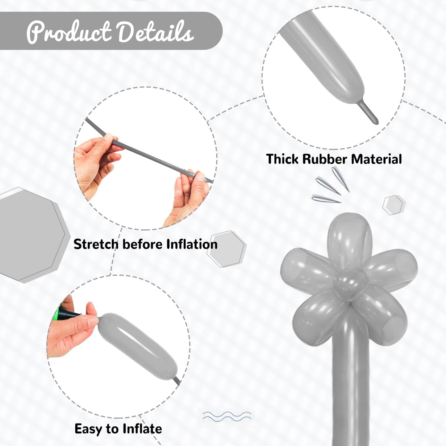 Hykjnbw Silver Long Balloons For Balloon Animals, 260 Balloons Art Kit For Twisting, Skinny Modeling Balloons Supplies For Birth