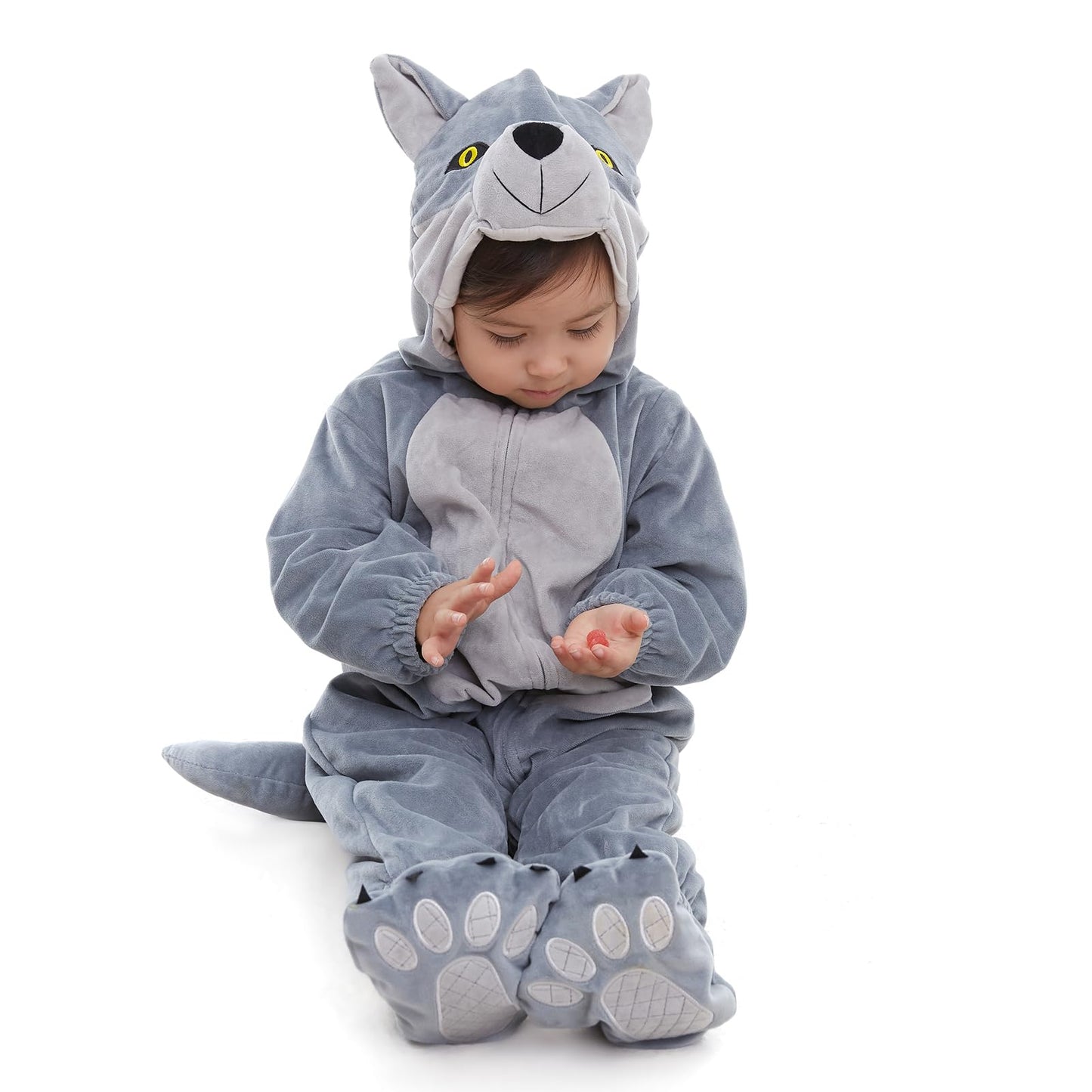 Hsctek Baby Wolf Costume, Infant Wolf Costume Baby Boys Girls, Baby Halloween Costume For Toddler Newborn 9-12Months