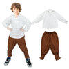 Prebene Boys Medieval Pirate Set Shirt & Ankle Pants Kids Renaissance Halloween Costume Scottish Jacobite Tops And Trousers (Whi