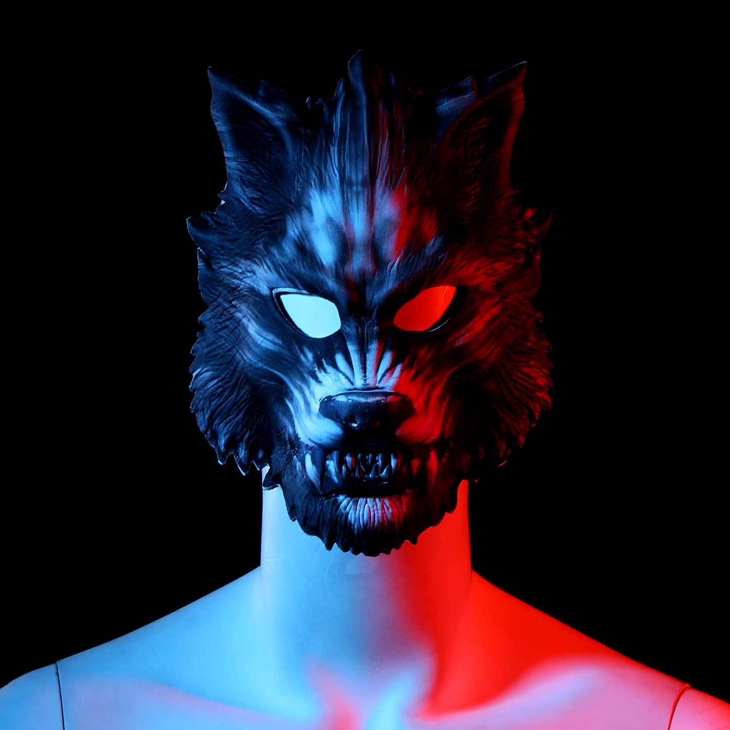 2 Pecies Wolf Mask Halloween Half Face Werewolf Mask Animal Masquerade Mask for Cosplay Costume Party Stage Performances and Oth