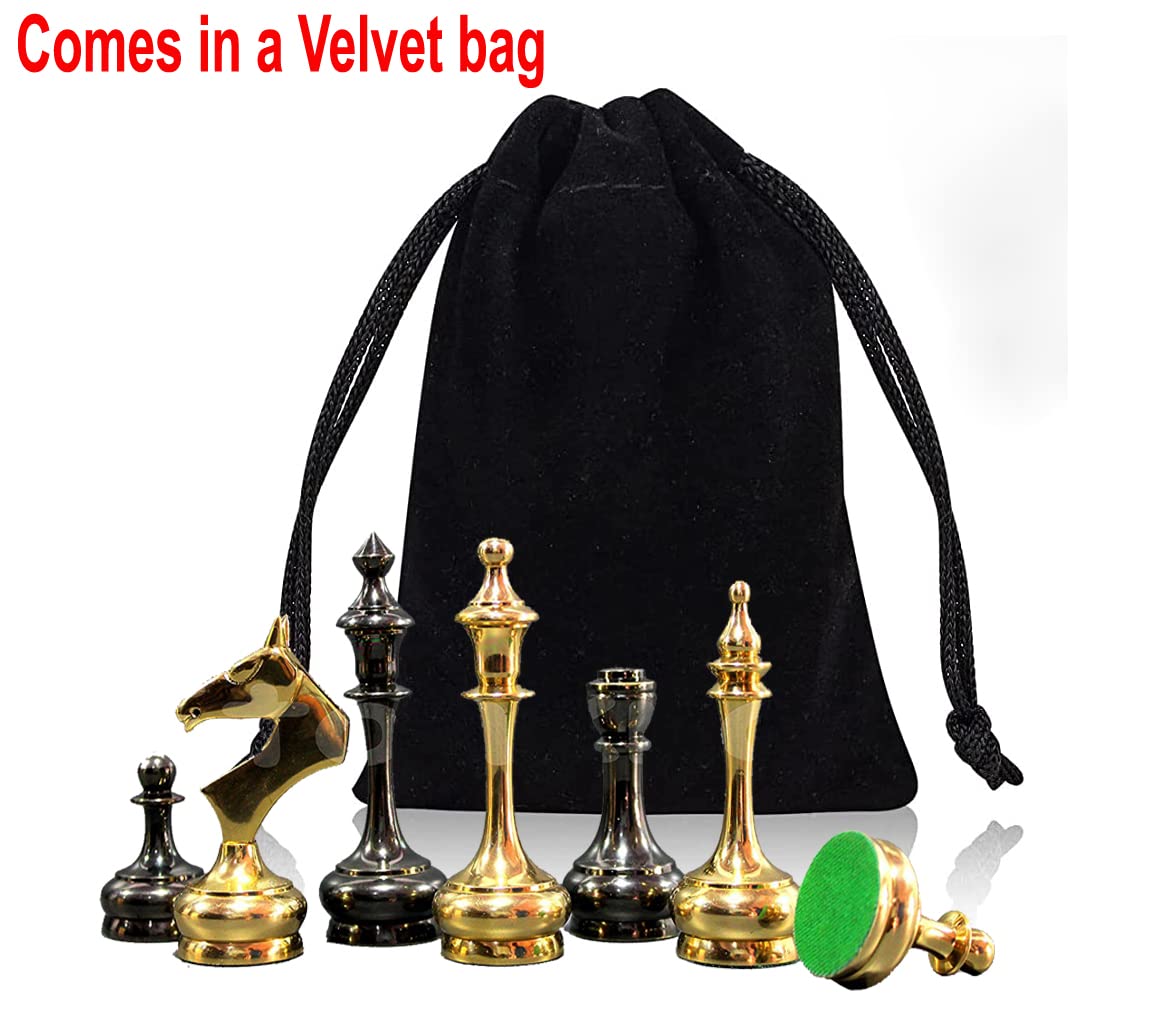 Stonkraft Collector Edition Brass Chess Pieces Pawns Chessmen Chess Coins Figurine Pieces (2.5'' Sleek)