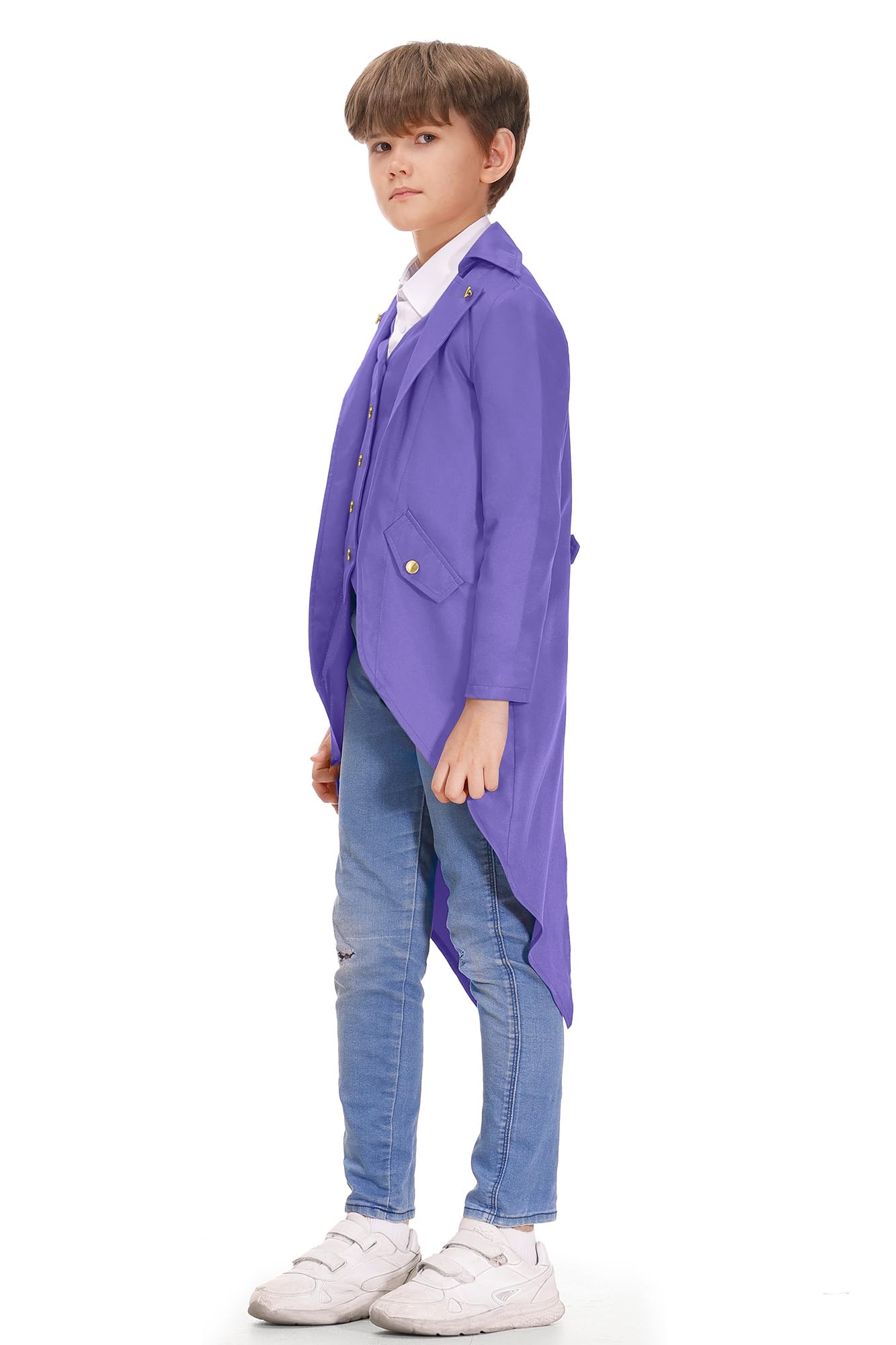 BesserBay Halloween Kid Boys Wily Wonk Steampunk Vampire Renaissance Jacket Pirate Gothic Jackets Purple 6 Years
