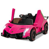 Costzon Pink Lamborghini Ride On Car, 12V Battery Powered 4Wd Lambo Kids Car With Remote Control, 3 Speeds, Dual Doors, Led Lights, Horn, Music, Licensed Electric Vehicle For Toddlers Girls Kids Gift