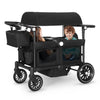 Kinder King Folding Wagon Stroller for 2 Kids All-Terrain Baby Stroller Wagon Outdoor Removable Canopy 2 Seater Adjustable Handle Shock-Absorbing Wheel Detachable Tray Parent Organizer Black