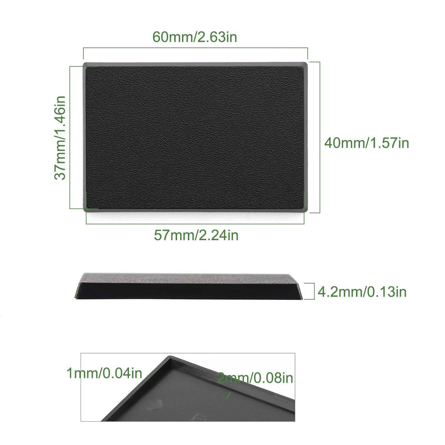 Evemodel Rectangle Model Bases Black Plastic For Wargames Table Top (40 * 60Mm-20Pcs)