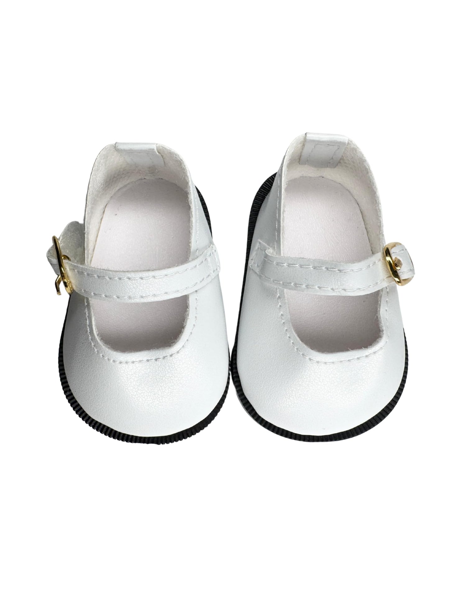18'' American Doll Shoes- Mary Jane Matte Black, Red, White, Pink, Shiny Black Shoe (18'' Doll, White)