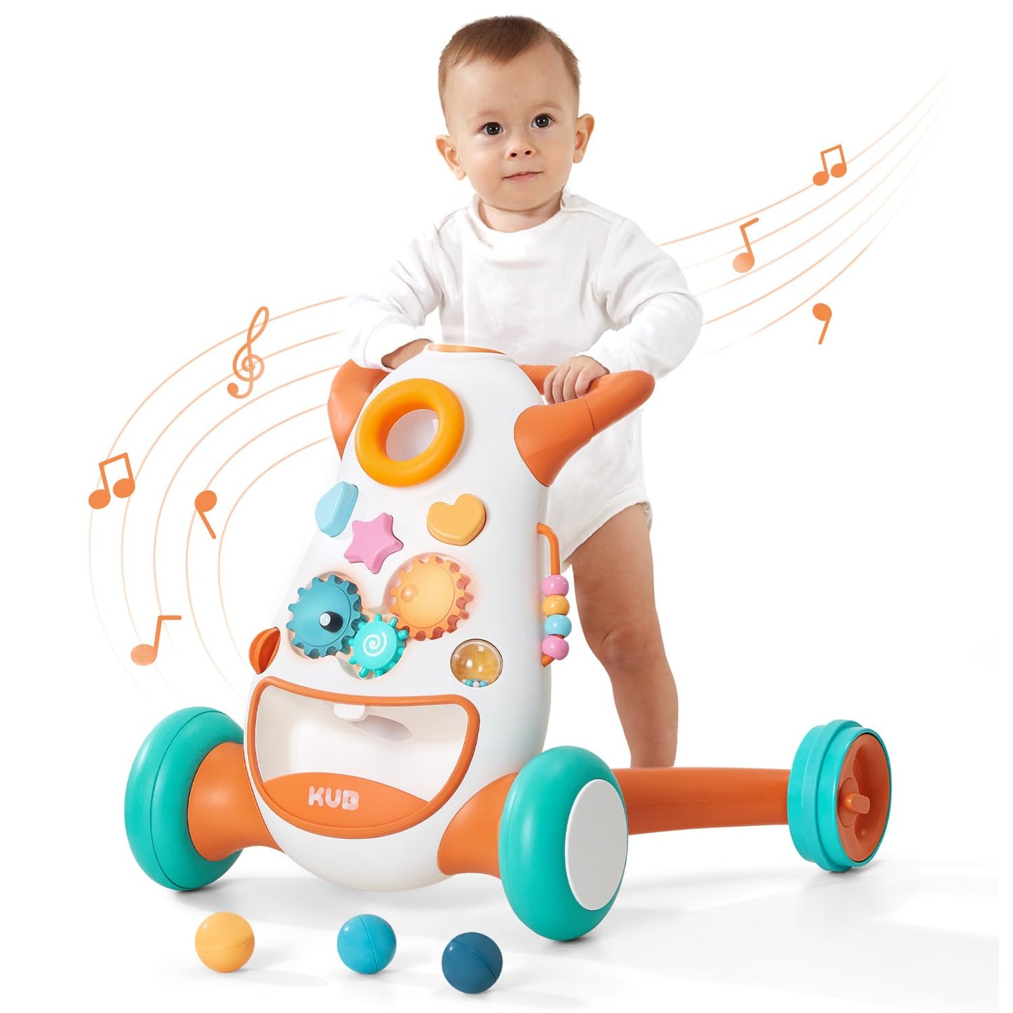 Kb Montessori Baby Walker - Interactive Push Toy For Toddlers Learning To Walk With Soft Music & Lights, Adjustable Speed & Non-