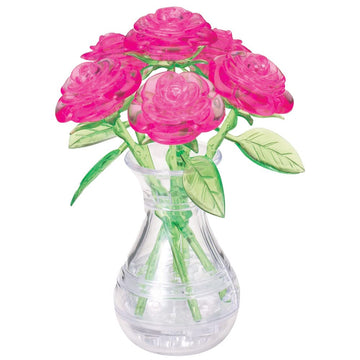 Bepuzzled | Roses In Vase Original 3D Crystal Puzzle, Ages 12 And Up, Pink