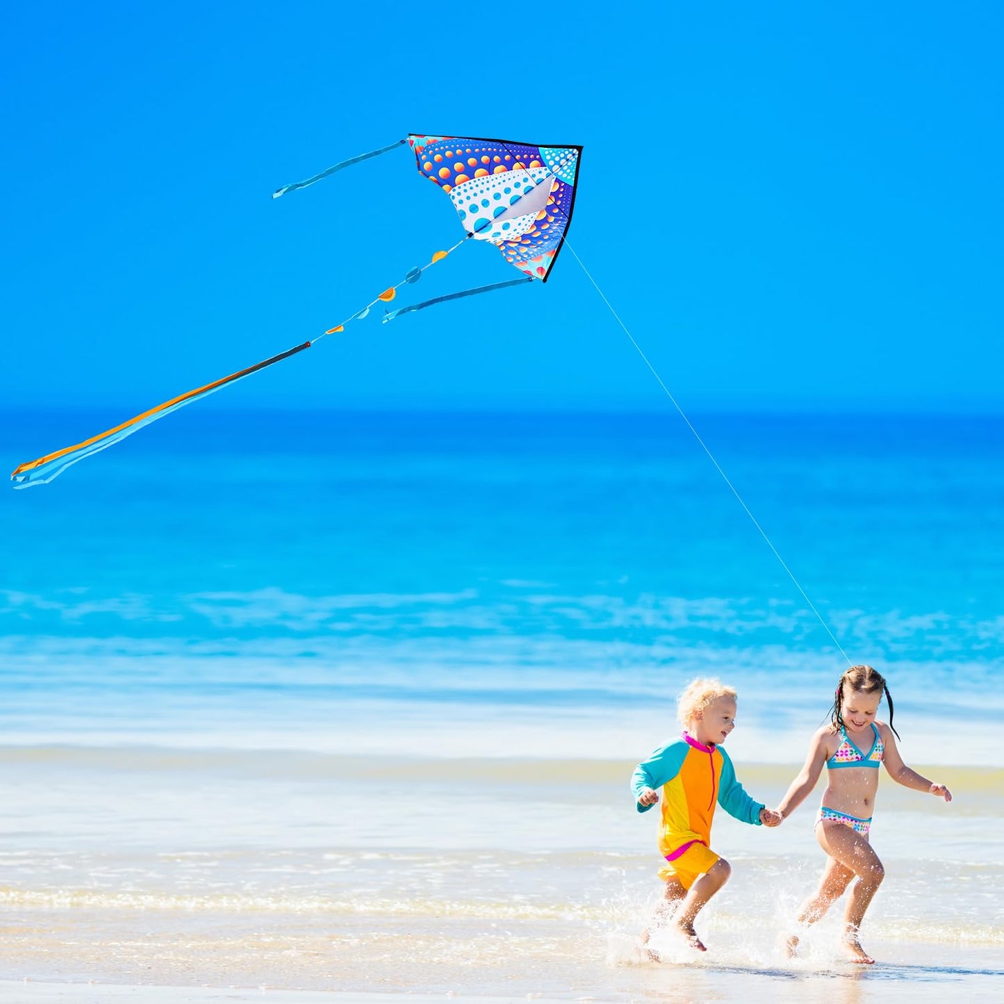 HONBO Large Kites for Adults & Kids,Easy Flyer Large Kite with Long Tails, The Beginner Kites for Kids Ages 4-8, Comes with 200f