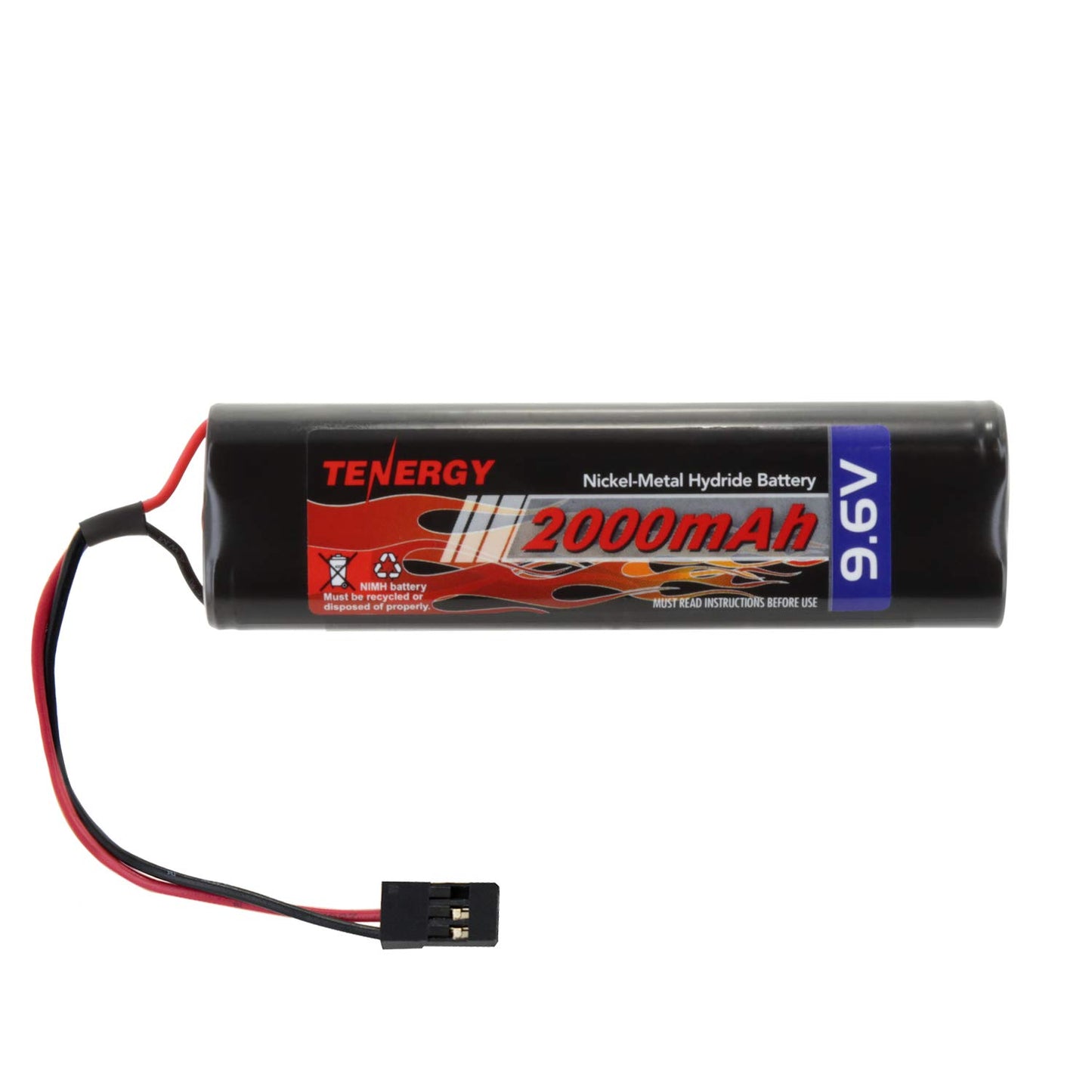 Tenergy NiMH Receiver Battery Pack with Hitec Connectors 9.6V 2000mAh High Capacity Futaba Battery Pack, Square NT8S600B Recharg