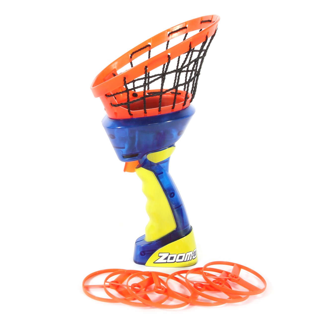 Zoom-O Flying Disc Launcher W/Catch Net | Catch And Shoot Plastic Discs Up To 100 Feet In Air | Fun Outdoor Toy For Boys And Gir