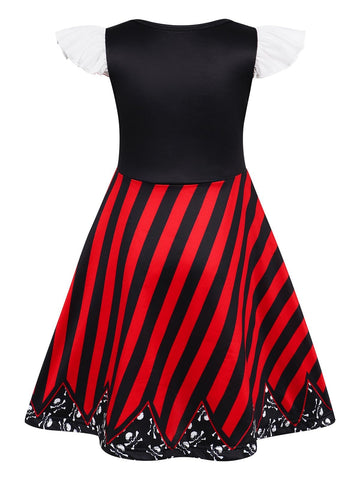 Sukyfecde Buccaneer Costume Girls Pirate Dress Up Kids Birthday Party Dress Halloween Cosplay Outfits 5T Red