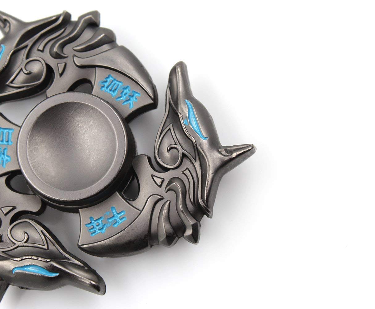 Mtele Fidget Spinner Metal Hand Spinner Edc Adhd Focus Toy Ultra Durable High Speed Anxiety Relief Toy,Black Fox