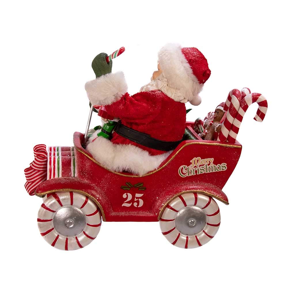 Kurt S. Adler Kurt Adler 8.5-Inch Fabriché Musical Candy Car Santa, Multi