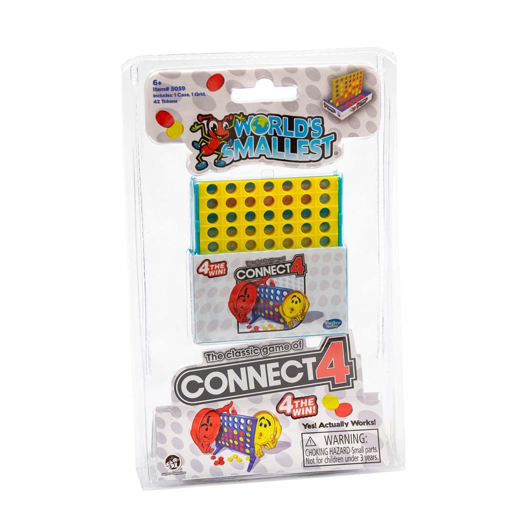 World'S Smallest Connect 4 Board Game, Miniature Classic Game With Grid, Case & Tokens, Fun For All Ages, Family Games For Kids, Perfect For Stocking Stuffers, Easter Baskets, Party Favors, Ages 6+