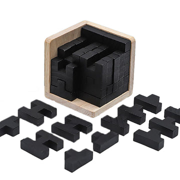 Wooden Brain Teaser Puzzle Cube Wooden Puzzles T-Shaped Jigsaw Logic Puzzle Educational Toy For Kids And Adults By Ahyuan (T And H Shape Black)