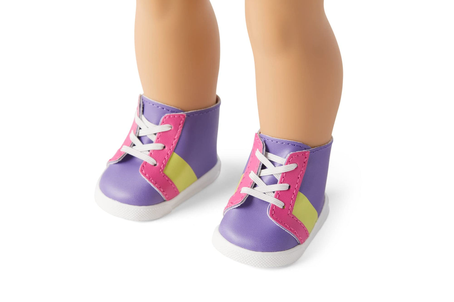 American Girl Truly Me 18-Inch Doll 110 With Light-Blue Eyes, Wavy Blonde Hair With Purple And Blue Highlights, Light Skin With Warm Olive Undertones, Purple Printed T-Shirt Dress