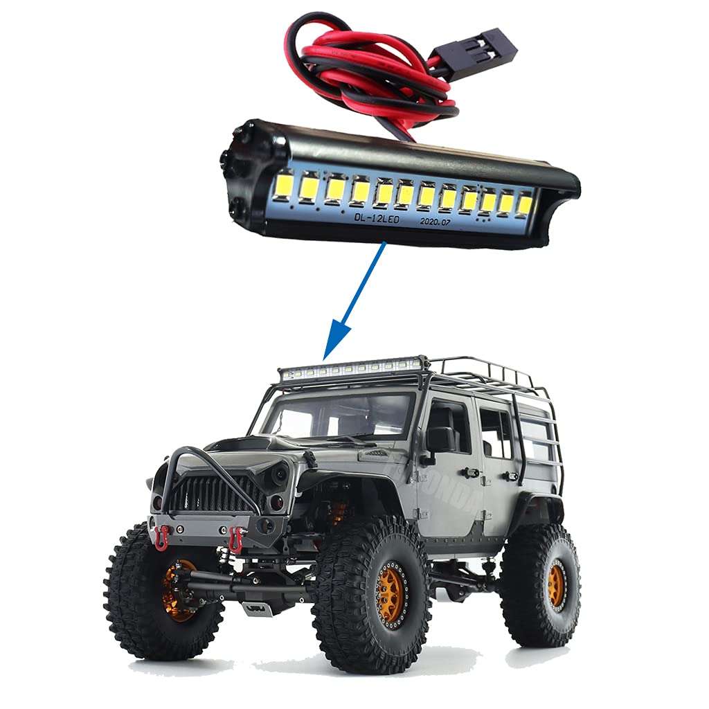HeyMi RC 12 LED Light Bar Roof Lamp Super Bright Lights for Traxxas TRX-4 SCX10 KM2 CC01 RC4WD D90 90048 RC Crawler 55mm /2.16 i