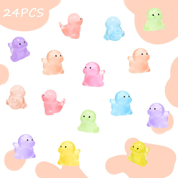 24 Pieces Mini Ocean Resin Animals Tiny Sea Lion Figurines Luminous Mini Animals Marine Tiny Sea Animals For Dollhouse Aquarium