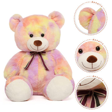 Tezituor 40in Giant Teddy Bear,Big Stuffed Animal Plush,Rainbow Yellow Soft Gifts for Baby Shower, Valentine, Christmas, Birthda