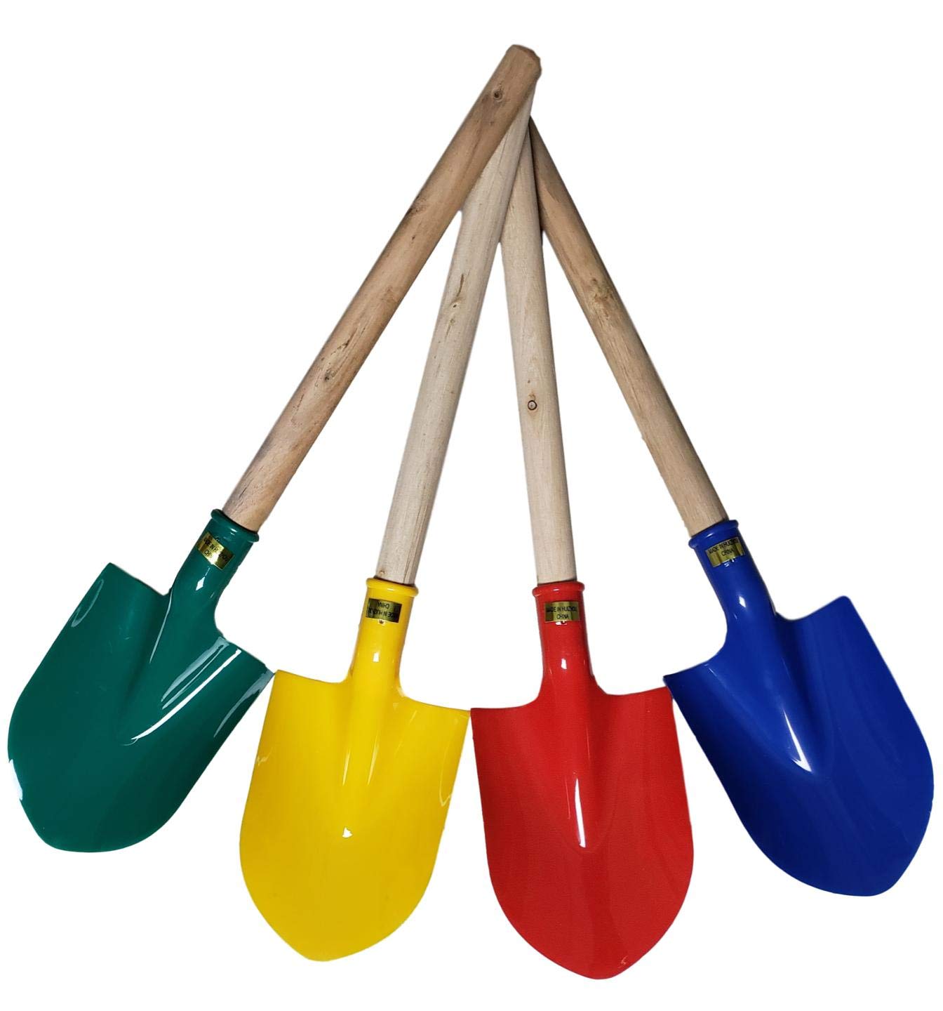 Single 16'' Heavy Duty Wooden Kids Sand Beach Shovel with Plastic Spade & Handle - Gold Digger Costume Shovel - Colors May Vary