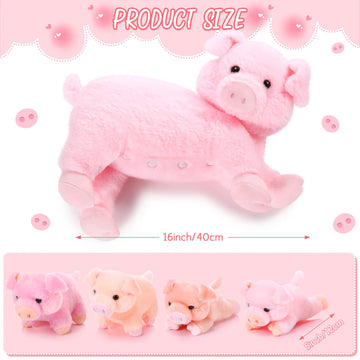 Honoson Pink Pig Stuffed Animal with 4 Magnetic Baby Pigs - Cuddly Plush Mommy Toy for Kids, Birthday Gifts & Baby Shower Decor