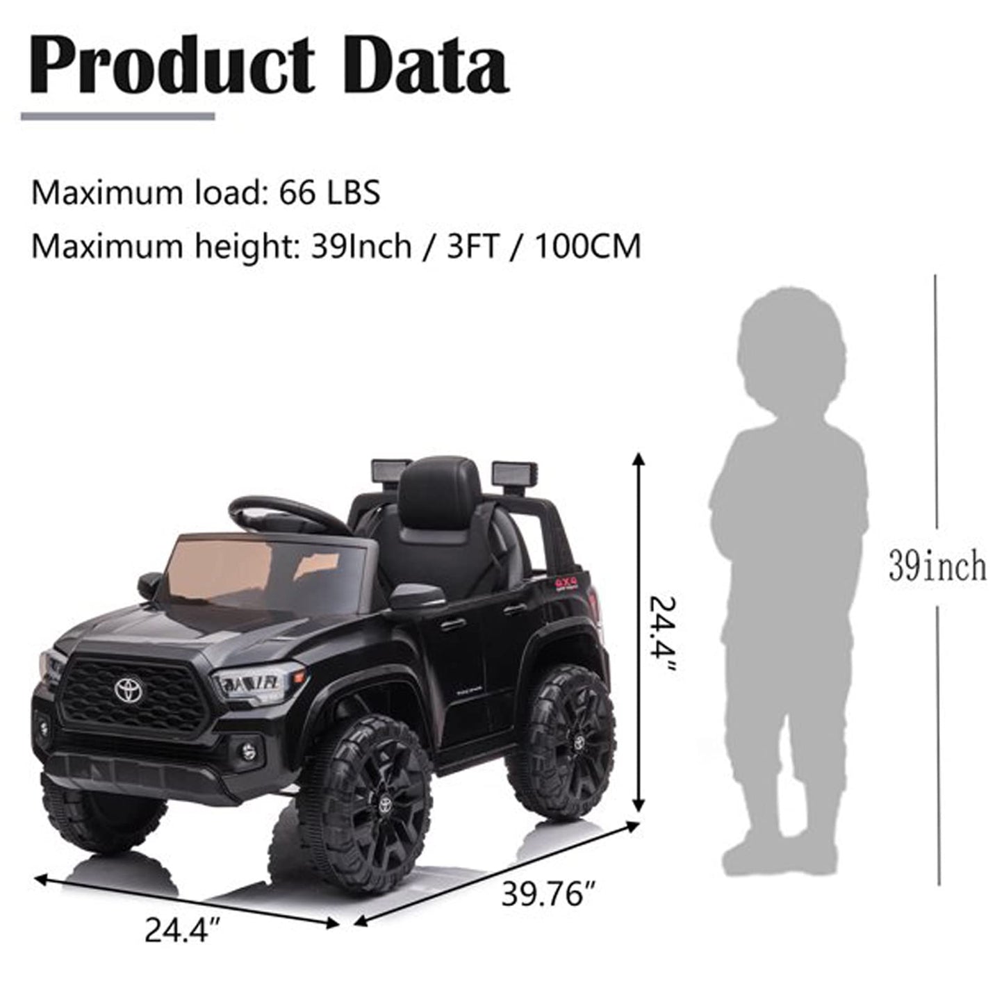 SEGMART 12V Electric Cars for Kids, Official Licensed Toyota Tacoma Ride On Car, Remote Control Truck Kids Electric Vehicle wit