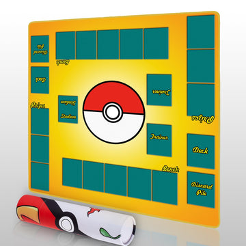 Biouai Playmat For Trading Card Game - Stitched Play Mats With Tube For Card Gameplay With Zones, 2 Player Trainer Game Playing