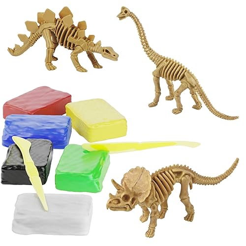 Dino Models, Clay Craft Kit - Dinosaur Arts and Crafts for Kids- Build a Dinosaur Gifts for Boys & Girls - Build 4 Dinos with Ai