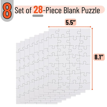 Mr. Pen- Blank Puzzle, 8 Pack, 28 Pieces/Pack, 5.5 X 8.1 Inches, White, Blank Puzzles To Draw On, White Puzzle, All White Puzzle, Blank Puzzle Pieces To Write On, Blank Jigsaw Puzzle Pieces