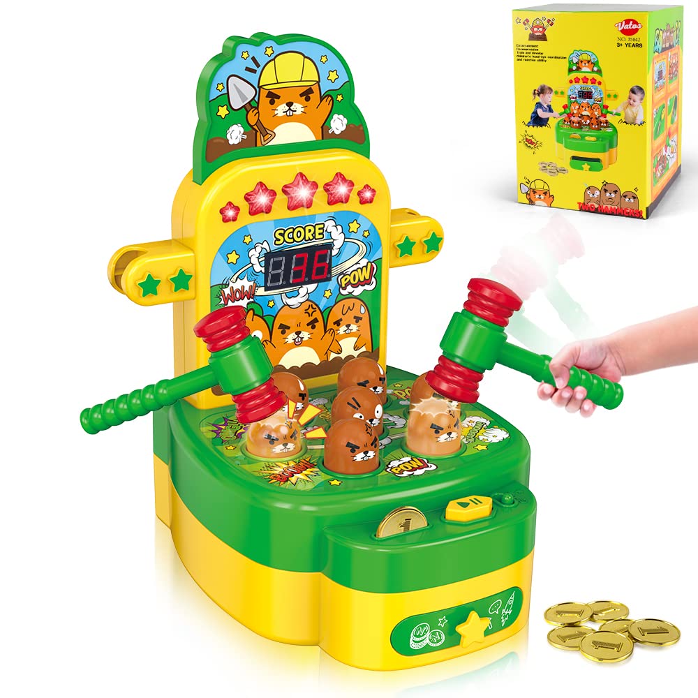 Vatos Whack Game Mole, Mini Electronic Arcade Game With 2 Hammers, Pounding Toys Toddler Toys For 3 4 5 6 7 8 Years Old Boys Girls, Whack Game Mole Toy, Developmental Toy Interactive Toy