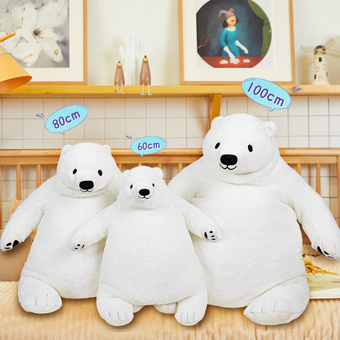 Yeqivo Giant Djungelskog Bear Huge White Bear, Simulation Giant Stuffed Bear Soft Big Bear Plush Toy Gifts For Kids Girlfriend(W