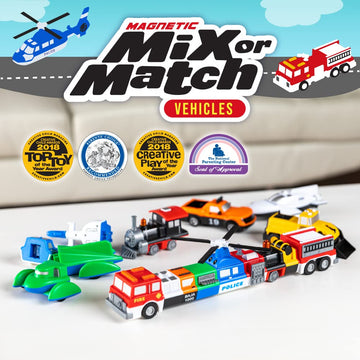 POPULAR PLAYTHINGS Mix or Match Vehicles Magnetic Toy Play Set, 21 Pieces, Multicolor, Standard Size, Fun for Kids