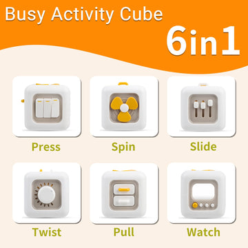 Umeile Montessori Busy Cube For Toddlers 1-3,Car Travel Toys Busy Board Activity Cube,Learning Stocking Stuffers Educational Bir