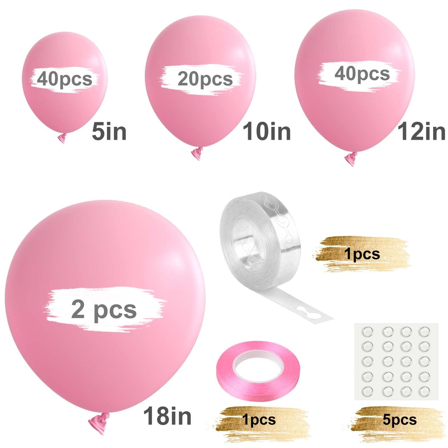 Tuparka Pink Balloons 102 Pcs Light Pink Balloons Garland Arch Kit 5 10 12 18 Inch Pink Balloons With Garland Strip For Birthday Baby Shower Wedding Easter Party Decorations