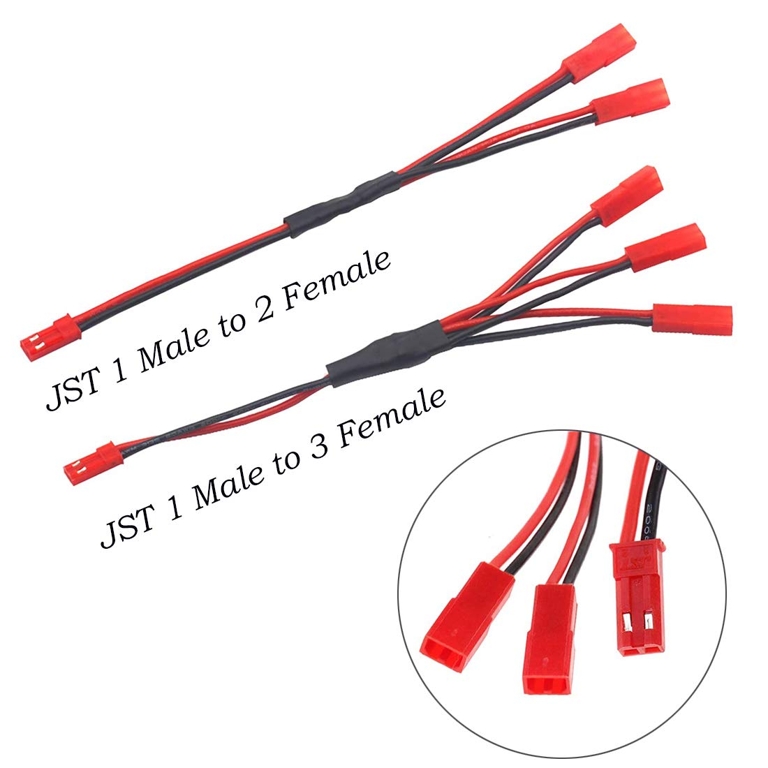 6PCS JST Plug Splitter JST Male Female Y Cable JST Y Parallel Adapter Harness JST to JR Adapter for Traxxas TRX-4 1/10 RC Car Cr