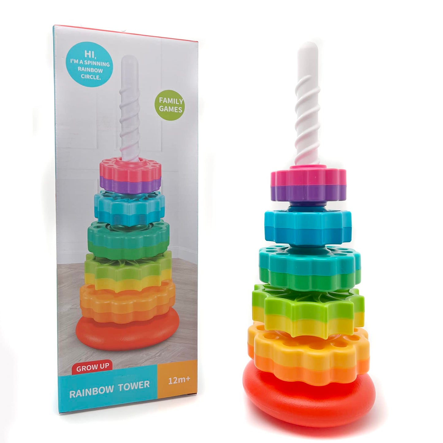 Lbaibb (1 Pcs) Spinning Stacking Toys,Spin Toys For Toddlers 1-3,Strong Abs Plastic,Rainbow Spin Tower,Autism Spin Stack Toys,Suitable For Gifts For Boys And Girls