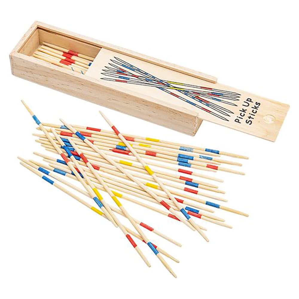 Chochkees Classic Wooden Thin Pick Up Stick Game 31 Pieces Fun Family Game Gift Idea, 7'' Tall, (4-Pack)