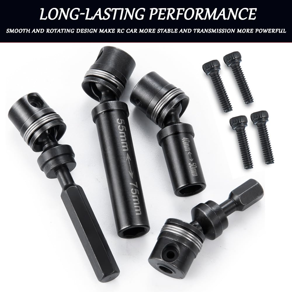 MOHERO 2Pcs Steel RC Drive Shaft Front Rear Center Driveshafts Set for 1/18 TRX4M Bronco Defender RC Crawler Car Upgrade