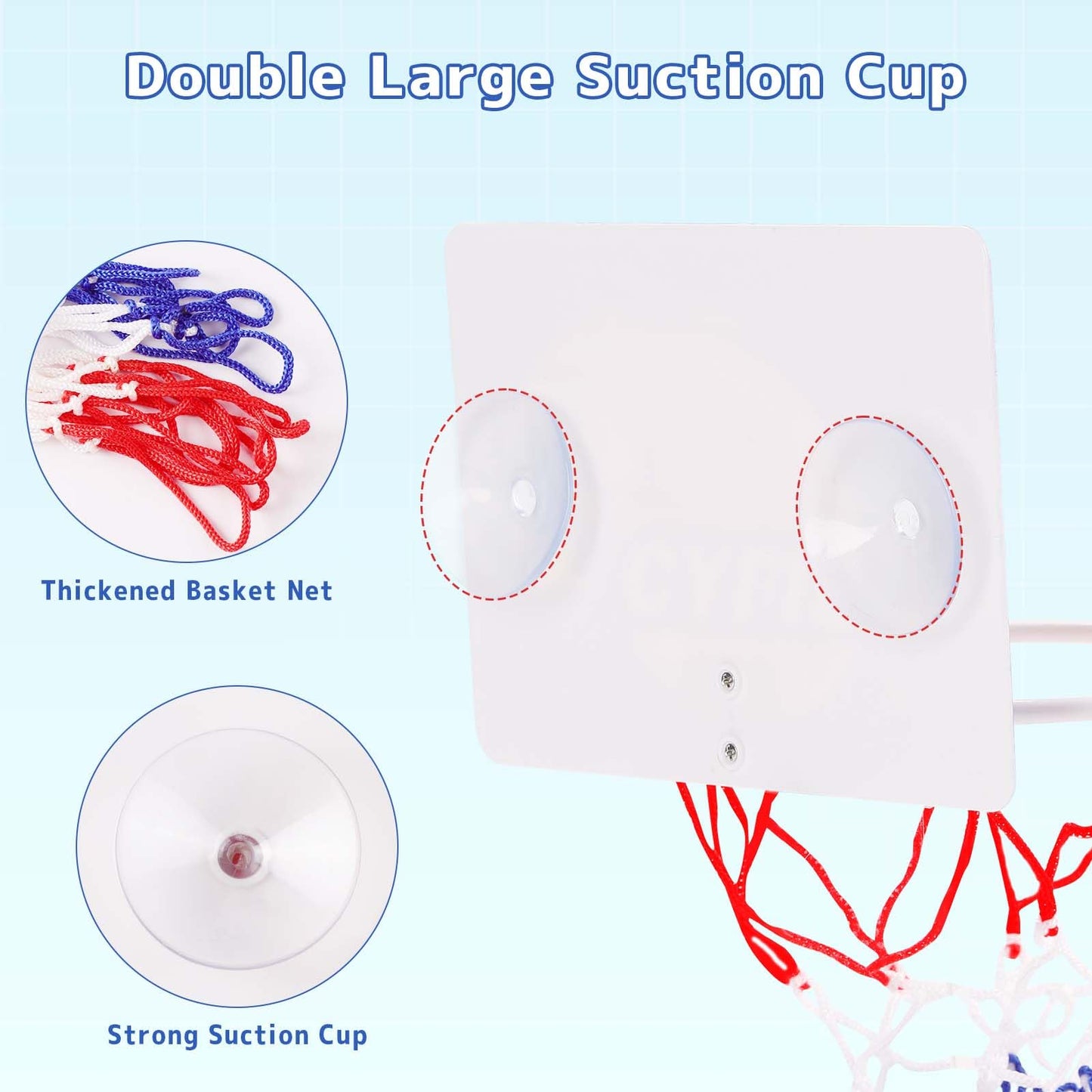 Cyfie Toddler Basketball Hoop - Suction Cup Bath Toy For Kids Bathroom Office, Indoor Over The Door Mini Basketball Hoops For Girls Boys