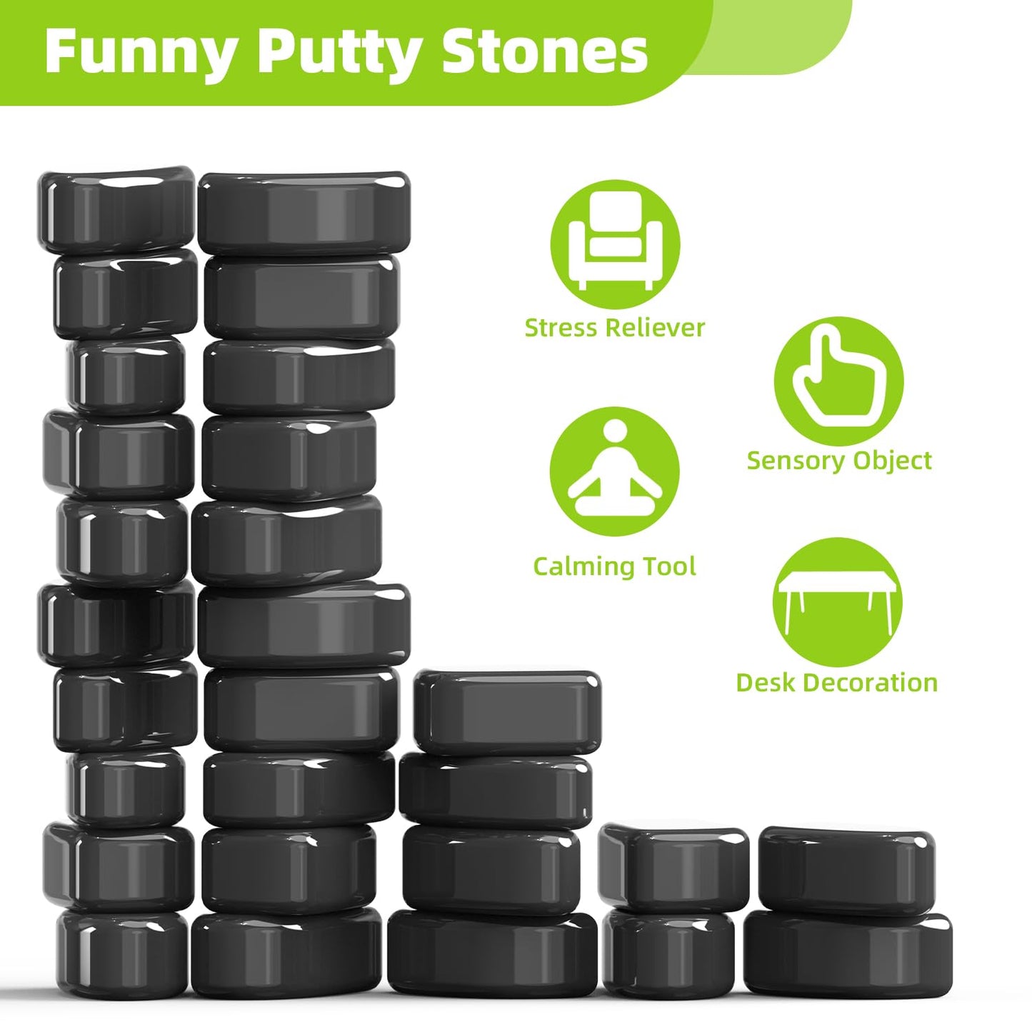 Caturledas 26 PCS Ferrite Stones Engraved Capital Letter Laser Carving Magnetic Fidget Toys for Office Stress Anxiety Relief Executive Desk Magnet Toys for Men Women mature-themeds Gifts 20 mm Black