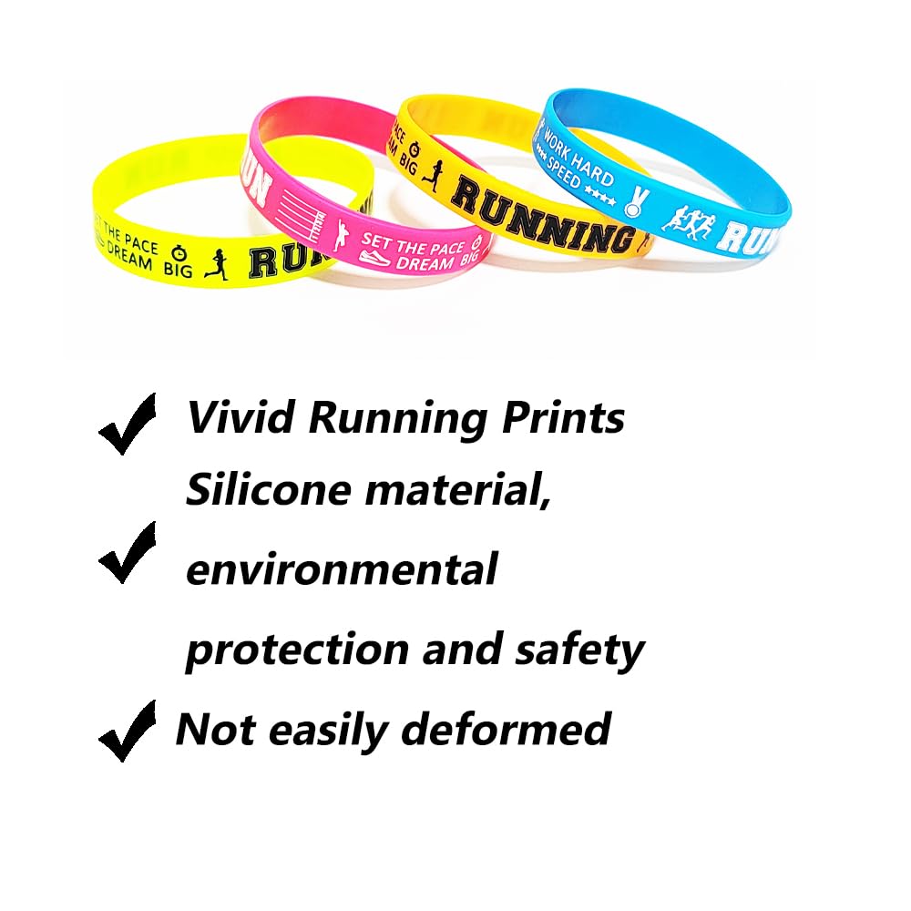 CupaPlay 24PCS Running Motivational Silicone Wristband Personalized Rubber Bracelets Marathon Cross Country Sports Prizes Party