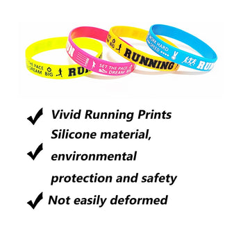 CupaPlay 24PCS Running Motivational Silicone Wristband Personalized Rubber Bracelets Marathon Cross Country Sports Prizes Party