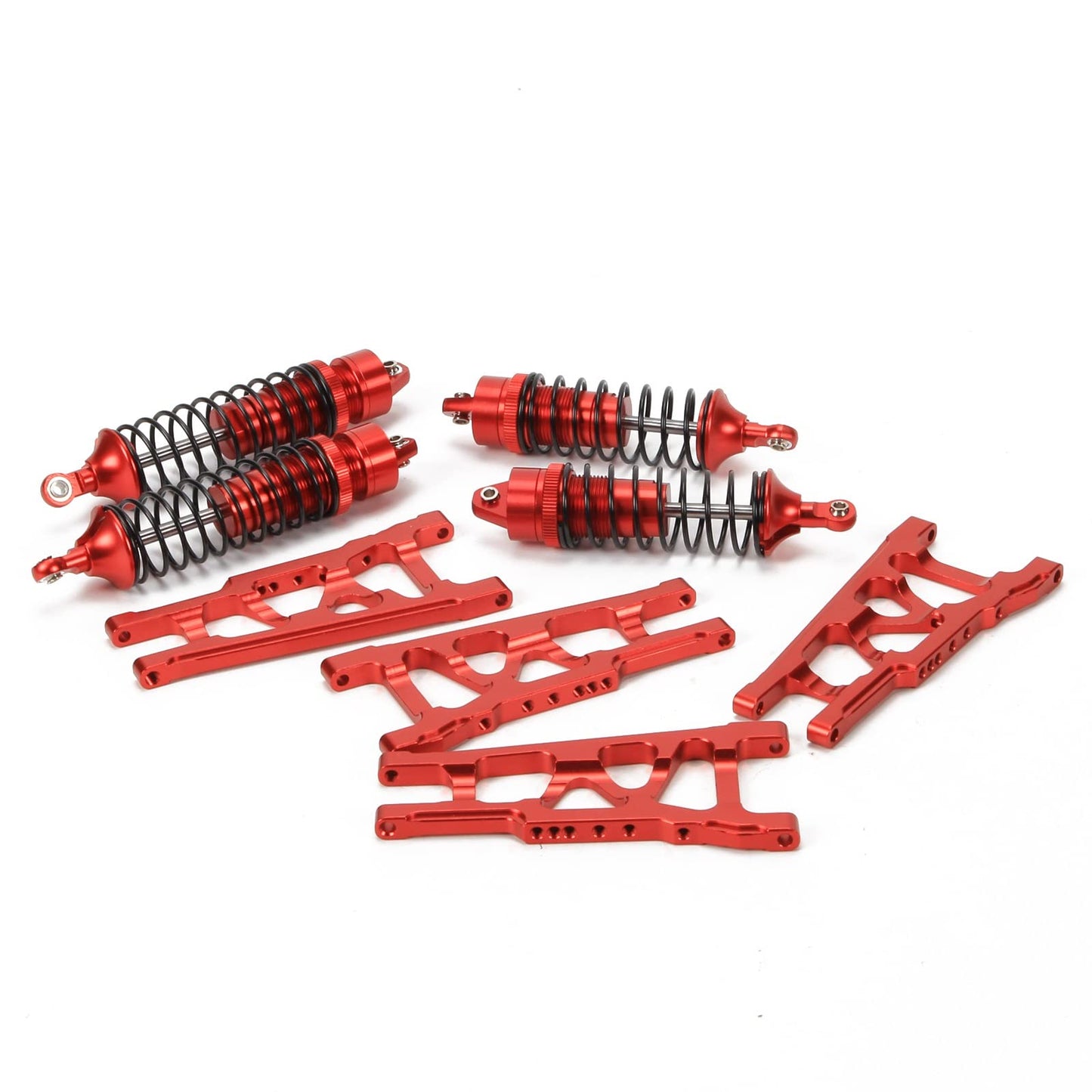 RCAWD Front Rear Full Aluminum Suspension Arms,Shock Absorber Assembled for 1/10 Traxxas Slash Rustler Hoss Stampede Bandit 4x4