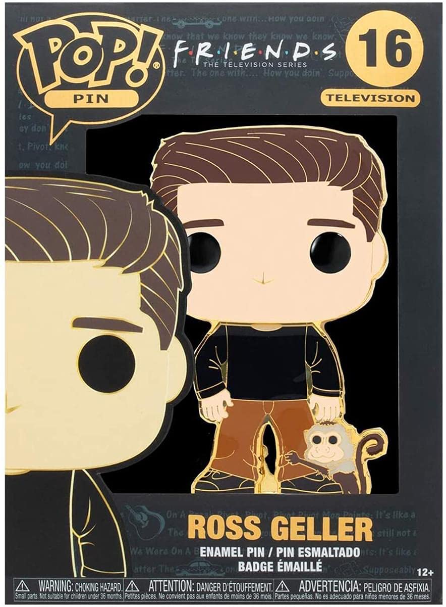 Friends 3 Inch Funko Pop Pin | Ross W/ Monkey