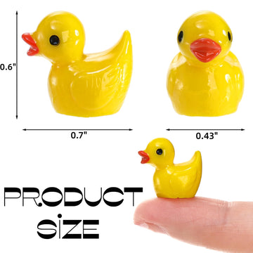Goaste 300 Pieces Mini Resin Ducks, Tiny Yellow Duck Figurines, Cute Duck Miniatures Bulk For Cake Decoration, School Project Ac