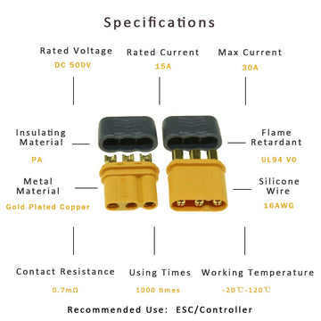 SoloGood 10 Pairs Amass MR30 Male Female Connector Plug for RC Multicopter Airplane