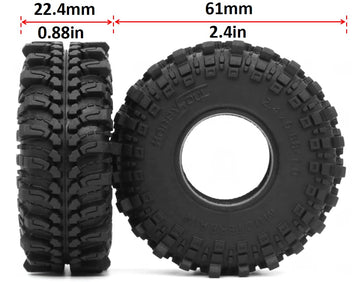HOBBYSOUL 1.0 Mud Tires 61 * 22.4mm Super Soft Sticky 1.0 Crawler Tires for RC 1/18 TRX4M 1/24 AX24 SCX24 FCX24 Upgrade
